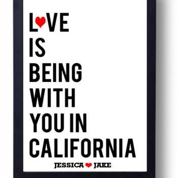 I Love You Engagement, Anniversary, Wedding Present Gift - Love is Being with You in California